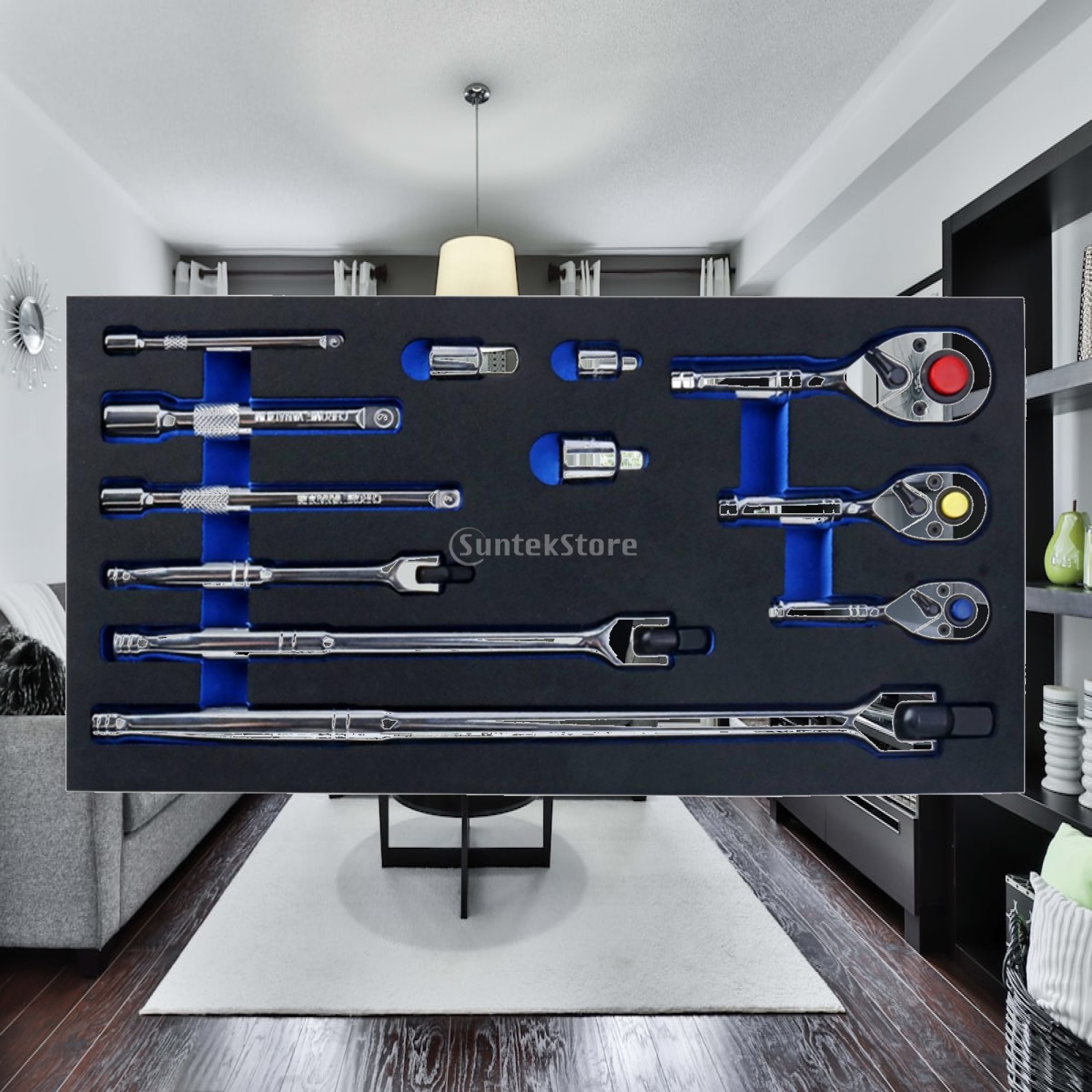 Socket Set - 12 Parçalık, Uzatma Çubuklu, Taşınabilir Soket
