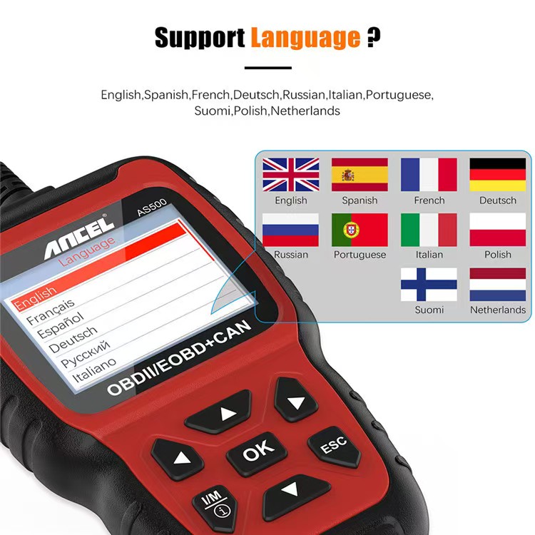 Car Diagnostic Tool - Tüm OBDII fonksiyonları Çoklu Dil Desteği